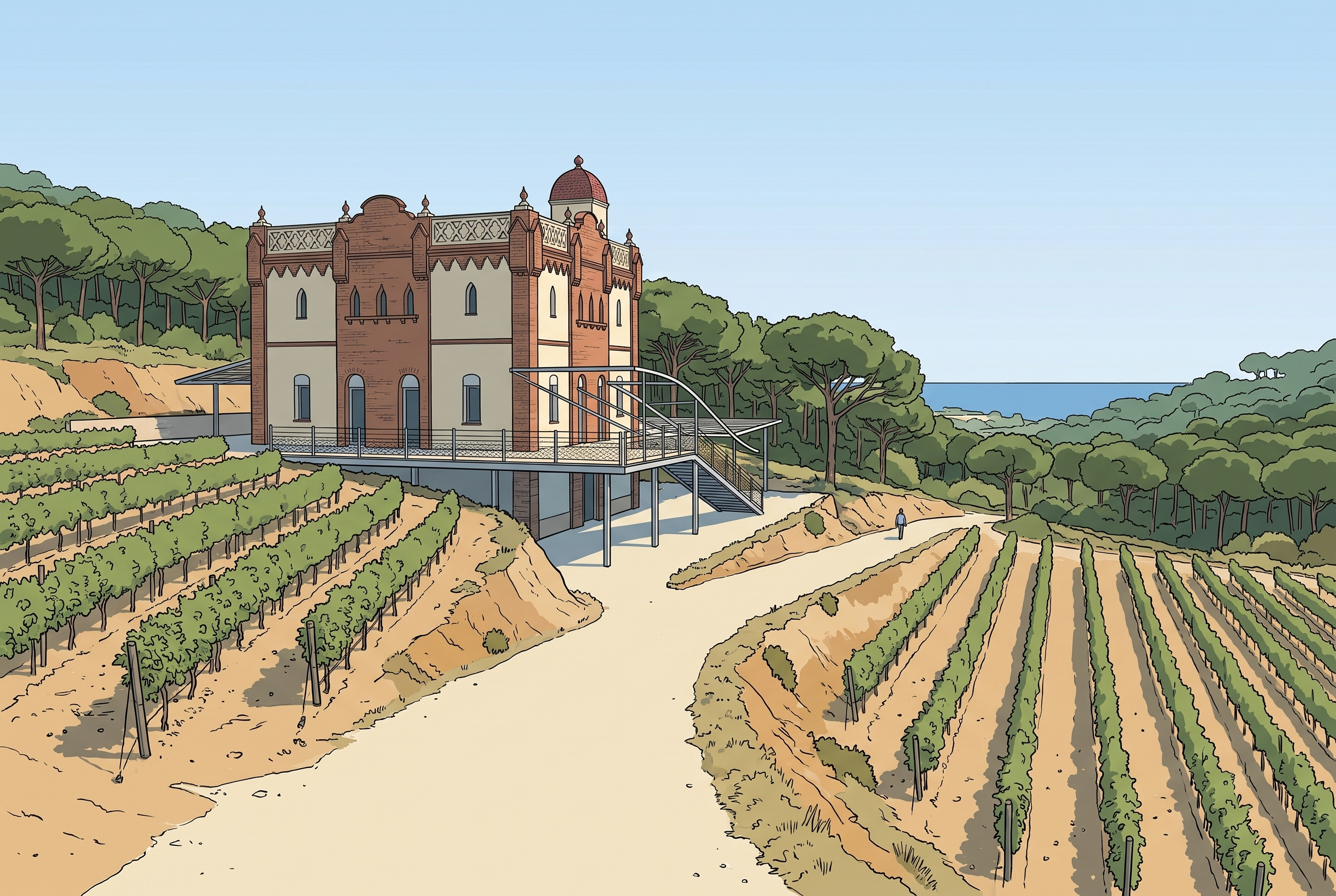 Art Laietà d'Alta Alella: Can Genís, Vallcirera y el Celler de les Aus