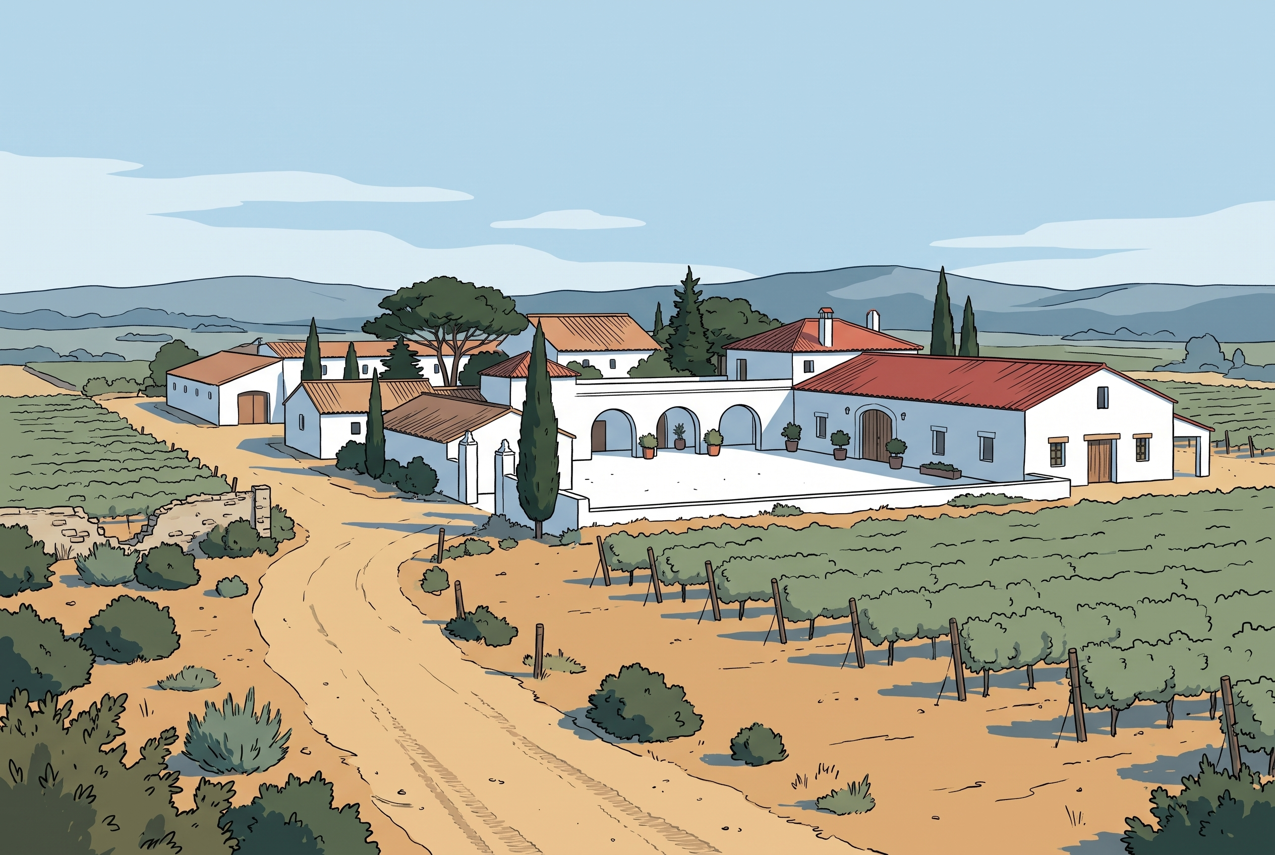 Los Cerrillos: zona legal, finca y viñedo